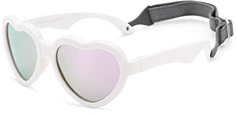COASION Polarisierte Baby Sonnenbrille Herz mit Verstellbares Band für 0-24 Monate Neugeborene Jungen MäDchen, TPEE UV400 Schutz