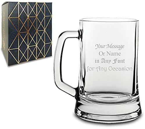 Personalised Engraved Oversized Pint Glass Tankard with Gift Box, Customise with Your Message