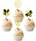 36 Stück Biene Tortendeko Glitzer Herz-Honigwabe Cupcake Toppers Biene Kuchen Deko für Biene Thema Baby Dusche Jungen Mädchen Geburtstag Party Kuchen Dekoration