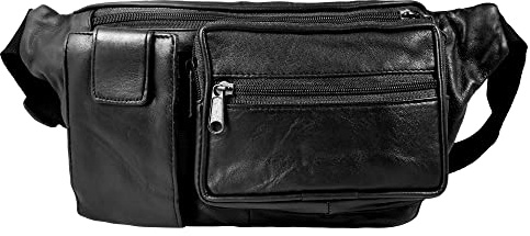 LEONARDO VERRELLI Unisex-Hüfttasche Bauchtasche Leder 3900036 (schwarz)