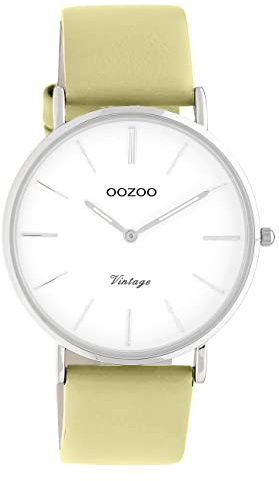 Oozoo Damen Armbanduhr Vintage Series C20301 Analog Leder Sand gelbgrün UOC20301 Analoguhr