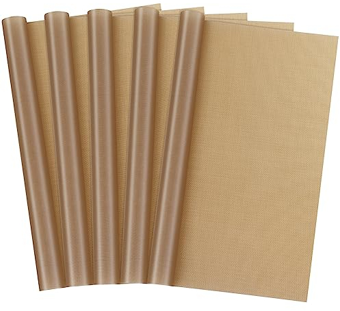 Selizo 5 Pack Teflon Sheet for Heat Press, Large Size Heat Transfer Press Cover Paper Heat Resistant Transfer Protector Mats for Cricut Iron HTV Vinyl, Sublimation, Baking and Craft