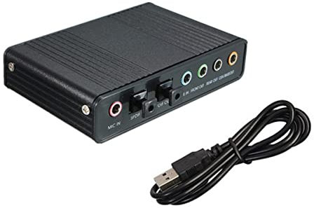 Graootoly Carte son USB 6 canaux 5.1 Réverbération externe Convertisseur de carte son 48Khz Taux d'échantillonnage Support Win7 Noir