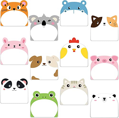 24pack Haftnotizen,Kleine Haftnotizen Kinder,Haftnotizen Klebezettel,Kawaii Schulsachen,Notizblock Klein,TierföRmiger Haftnotizblock Ideal FüR BüRo, Kinder, Studenten, Mitgebsel Kindergeburtstag