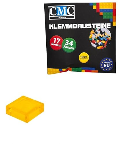 CMC imports 100 x Klemmbausteine Fliesen Tiles Bausteine 1x1 Noppen Kompatibel 34 Farben freie Farbenwahl (004 - Gelb Transparent)