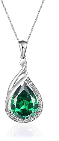 YONVUN 927 Collier en argent sterling Zircon cristal Pendentif Les larmes Poire Ovale Pierre Précieuse Rubis Saphir Émeraude Bijoux Cadeau pour Femme Maman Fille Petite amie