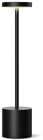 Lampada da tavolo senza fili LED Ricaricabile Dimmerabile 6000mAh 3 Modalità di Luce Uso Interno/Esterno batteria Lunga Durata Trasportabile USB-C Lampada da tavolo (Nero)
