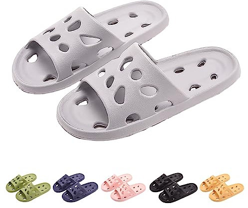 Hoomall Claquettes Femmes Hommes Ultra Doux Pantoufles Claquettes de Douche Antidérapante Confortable Chaussures de Maison Piscine Chaussons Plage Intérieur Slides Eté(Gris,40/41 EU)