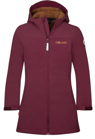 Trollkids Girls Kristiansand Coat | Wasserdicht und atmungsaktiv, Weiches Teddy-Fleece-Innenfutter, Angeschnittene Kapuze, Zwei Hüfttaschen mit Reißverschluss