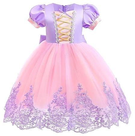 Lito Angels Vestito Costume Principessa Rapunzel Carnevale Festa di Compleanno per Bambina Taglia 12-18 mesi, Viola (Etichetta in Tessuto 80)