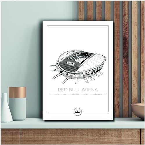 Sverigemotiv Fußballstadion Wandkunstdruck – Bundesliga Fußballmannschaften (RB Leipzig - Red Bull Arena, 3x21 cm / A4)– Fußball geschenke jungen für Fussball-Enthusiasten