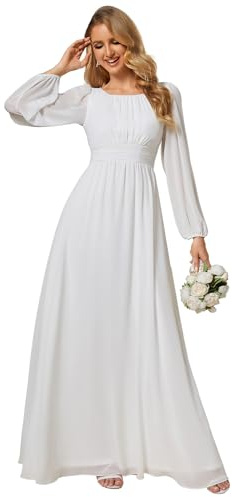 Ever-Pretty Women's Bright Round Neck Long Sleeve Chiffon Floor Length Evening Dresses ES0106B