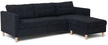 ebuy24 Marino Sofa BA1, Chaiselongue rechts oder Links gewendet (Samt schwarz)