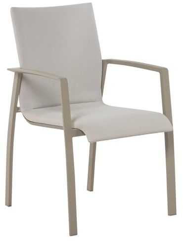 IDIMEX Gartenstühle Verano 6er Set, 57x89x62 cm, Champagner/Creme, stapelbar, robust, Aluminium mit Textilene Polster. Gartenmöbel-Set, Terrassenstühle, Balkonstühle wetterfest, Gartenstuhl 6er Set