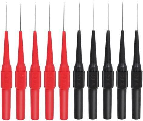 10 Pezzi Puntale Tester Banana, Multimetro Isolato Sonda Test 0.7mm, Connettore 4mm Flessibile Penna per Test Multimetro con Custodia Protettiva Adatto per Settori Automotive Industriale HVAC Elettric