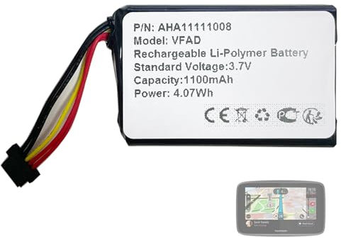 Aousavo AHA1111008 VFAD VF6P ersatz akku VFAD Kompatibel mit Tomtom Go 6200, Go 6100, Go 6000, Go 5000, Go 600, Go 500 Navigation Device