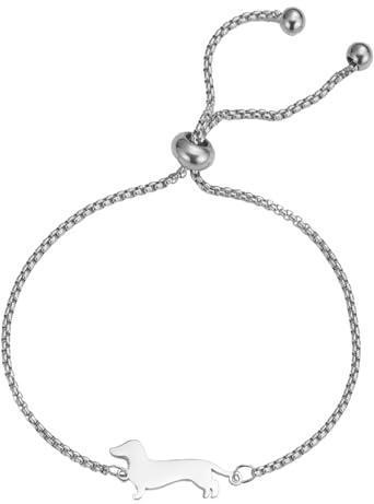 TEAMER Niedliches Dackel-Armband Anpassbares Dackel-Box-Kettenarmband Edelstahl Dackelliebhaber Tierschmuck Für Frauen Männer (Silber)