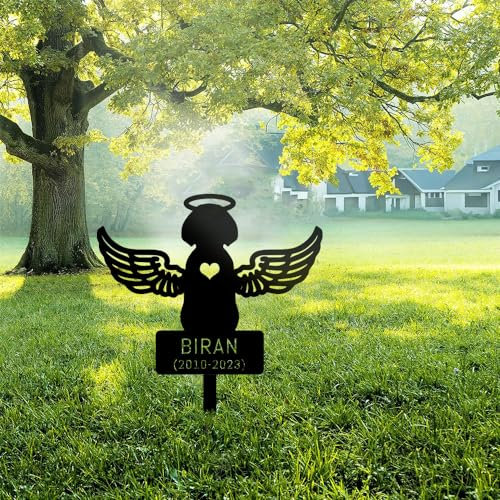 Plaque funéraire personnalisée en métal avec piquet, cadeau commémoratif pour perte d'animaux domestiques, décoration de jardin, cimetière, piquet de condoléances noir
