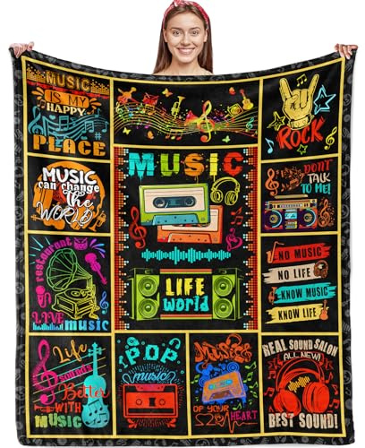 Rothtasi Musikgeschenke für Damen, Mädchen, Herren, Decke, ultraweiches Flanell, Musik-Überwurf, Decke, Musikliebhaber, Geschenke, Decken für Kinder, 152,4 x 127,7 cm