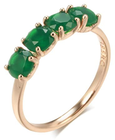Smaragd-Rundschliff-Zirkon-Ring für Frauen, luxuriöser Ehering aus 585er Roségold, Schmuck, Valentinstag-Ring-Geschenke