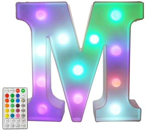 HshDUti LED-Leuchtbuchstaben, 16 farbwechselnde Alphabet-Schilder, Geschenke für Mädchen und Frauen, Party, Geburtstag, Dekoration, Fernbedienung, Nachtlicht, Weihnachten, Valentinstag,