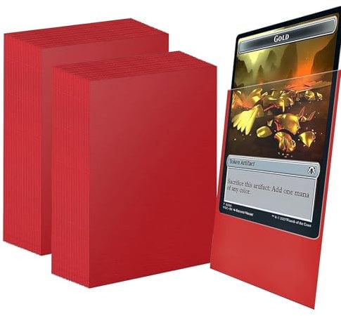 Standard Soft Card Sleeves, 66 x 91mm Clear Frosted Trading Card Sleeves, Standard Card Sleeves for Trading Card, Magic, MTG, Sports Cards, Game Cards (100 RED)