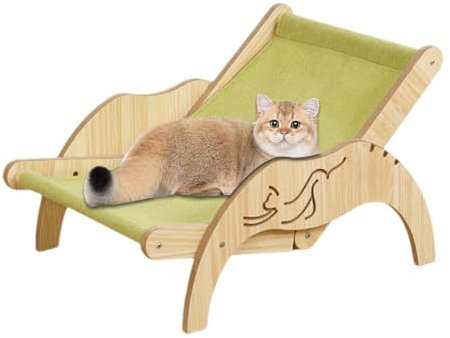 Cama Hamaca para Gatos,Sillón De Sisal para Gatos - Hamaca con Silla de Playa para Gatos,Hamaca para Silla de Gato, rascador Ajustable de 3 Alturas, Cama elevada para Gatos pequeños y Grandes