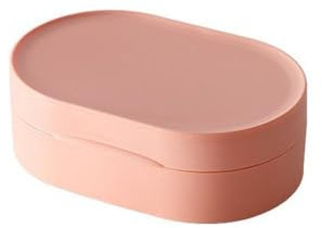 Boîte à savon de voyage - Porte-savon rond étanche - Étanche - 12,5 x 8 x 4 cm - Rose
