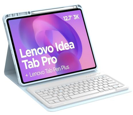 Occtingkind, Tastiera per Lenovo Idea Tab Pro, Cover con Tastiera per Lenovo Idea Tab Pro Tablet 12,7 pollici, Cover Bluetooth Keyboard Lenovo Idea Tab Pro 2025, Italiano layout, USB C, Blu cielo