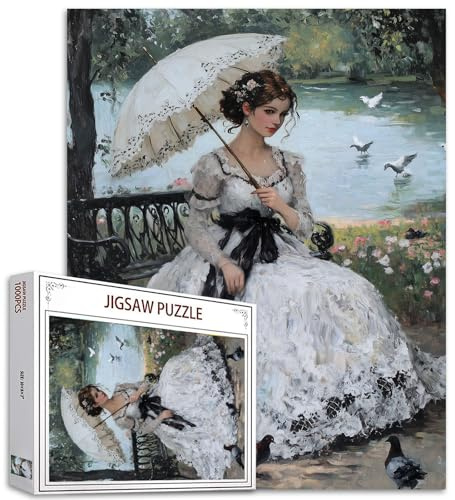 Tucocoo 1000-teiliges Puzzle 'Frau mit Sonnenschirm' - Viktorianischer Impressionismus - Karton - Retro - Jigsaw-Puzzle für Erwachsene - Perfekt für Geschenke und Dekoration