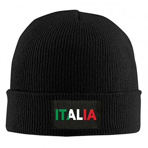 Mützen, Italia Italien Italienische Flagge Schwarz Beanie Mütze Slouch Strickmützen Unisex Strick Beanie Für Outdoor Damen Sports