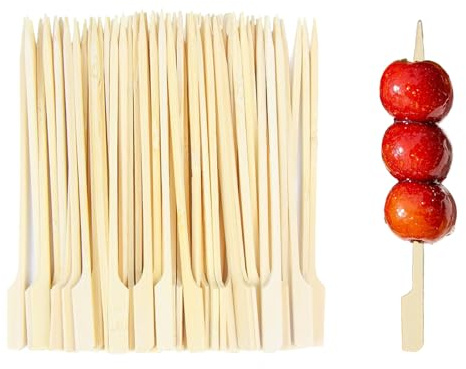 100PCS Bamboo Barbecue Skewers 9 CM Bamboo Sticks Barbecue Skewers Cocktail Flat Burger Mini Burger for BBQ Fruit Sandwiches Buffet Party