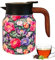 Isolierkanne Edelstahl Isolierte Thermokanne Mit Teesieb, Thermo Kaffeekanne Teekanne Mit Vintage Blumenmuster, Kaffee Warmhaltekanne Tee Isolierkaraffe Für Kaffee, Tee, Getränke, 800ml/1000ml