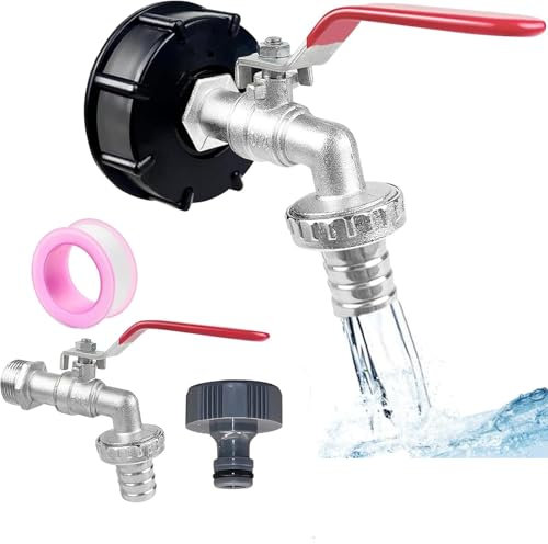Ibc Tank Zubehör, Ibc Auslaufhahn, Ibc Adapter, Kugelhahn Mit 3/4 Zoll Anschluss Und S60x6 Verlängerung Distanzstüc, Ibc Container Zubehör Für Wassertank, Für Wassertank Wasserhahn, Regenwassertank