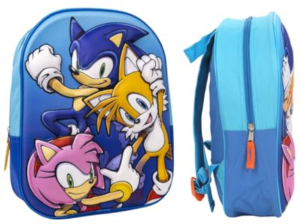 MyBagStory - Mochila 3D de Sonic para niño, color azul - Escuela - Guardería - Talla 31 cm - Tirantes ajustables - Idea de regalo