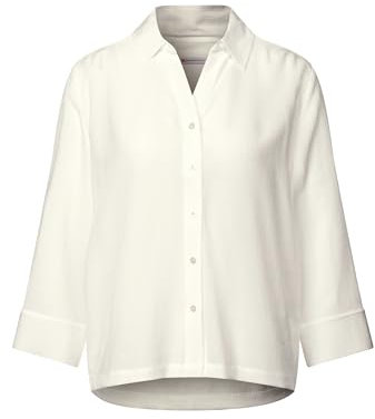 STREET ONE Damen A345664 Crinkle-Hemdbluse, Off White, 42