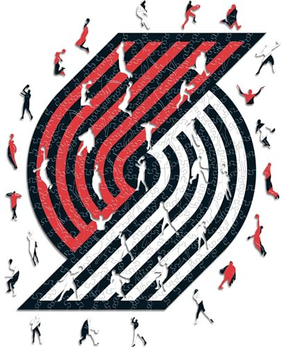 Iconic Puzzles - Portland Trail Blazers, Logo, Holzpuzzle, offiziell lizenziert von der NBA, 100% nachhaltig, Größe L, 500 Teile