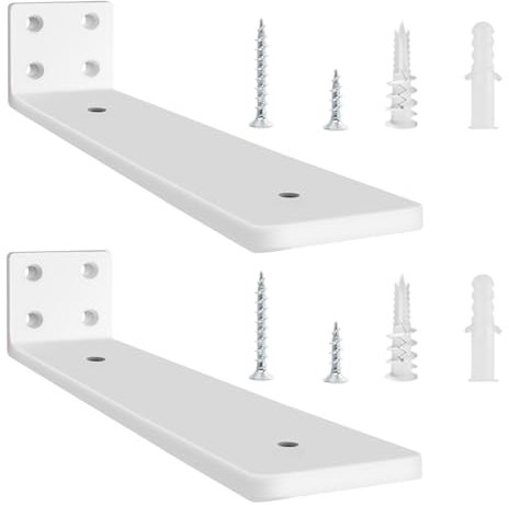 Lot de 2 Equerre Etagere Murale, Équerre Industrielle, Supports D'étagère Robustes, Support Étagère Mural en Métal Pour Étagères Ouvertes de Bricolage (Blanc, 20 cm)
