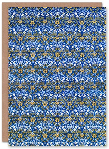 Artery8 William Morris Art Card Eyebright Blue Floral Pattern