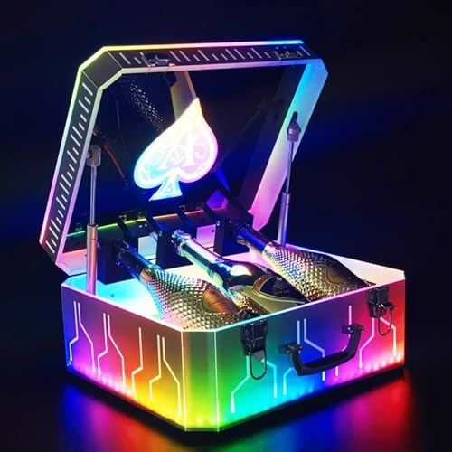 THYXGS Présentoir À Bouteilles De Champagne LED avec Télécommande, 7 Lumières Colorées, Étui De Transport pour 3 Bouteilles, Casier À Vin Rechargeable, pour Discothèque, Fête, Bar, Lounge
