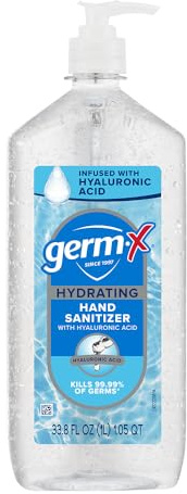 Germ-X Hydrating Hand Sanitizer, with Hyaluronic Acid, 1L Bulk Pack, No Rinse Formula, Sanitizing Liquid Gel for All Skin Types, Formulated without Parabens, Phthalates & Dyes