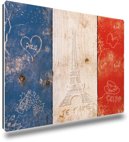 TRIOSK Kühlschrankmagnete Länderflaggen Magnet Flagge mit Frankreich Spruch Je T'Aime Länder Reise Souvenir Liebhaber Geschenk für Küche Kühlschrank stark eckig groß 85x55 mm