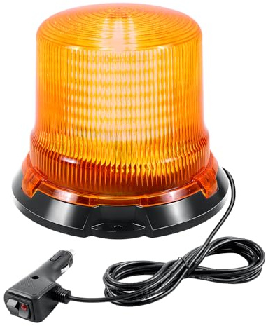 PICAA Luce LED stroboscopica lampeggiante di emergenza, 5.5 pollici 90 LED ambrata e magnetica, 12V 24V Impermeabile IP67, per Carrello Elevatore Veicoli da Costruzione Trattori Golf UTV