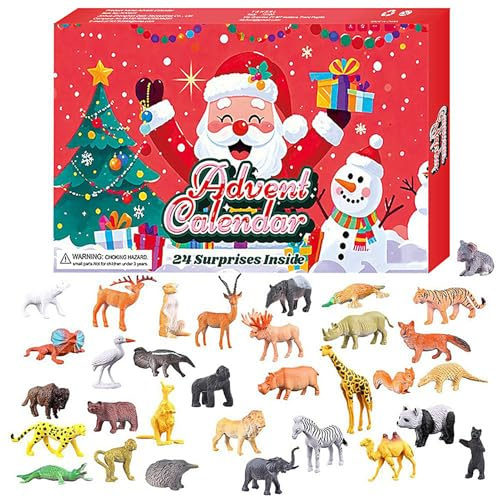 Tier-Adventskalender 2025 Für Kinder Mit 32 Realistischen Tierfiguren Für Den Weihnachts-Countdown-Kalender, Weihnachtsstrümpfe, 24 Tage, Für Jungens Und Mädchen, Kleinkinder