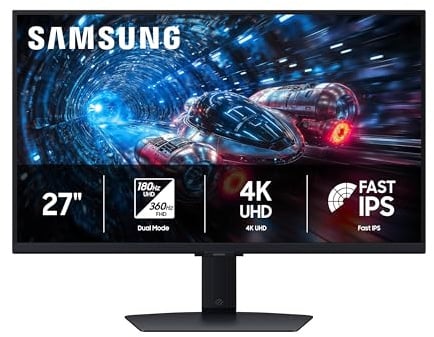 Samsung 27” Odyssey G7 G70F FHD Resolution Gaming Monitor, Fast IPS Dual Mode, 4K 180Hz Refresh Rate, NVIDIA G-Sync Compatible, AMD FreeSync™ Premium, Ergonomic Stand, LS27FG706ENXZA