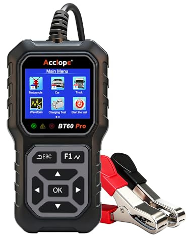 Acclope BT60 PRO Autobatterie Tester, 100-3000 CCA, 6V 12V 24V, Cloud-Druck, Digital Analyzer für AGM Lithium Gel Batterien, für PKW und LKW