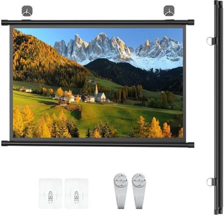 Projektionsbildschirm, Tragbarer 4K HD Beamer Leinwand, 30 40 50 60 72 AntiFalten Heimkino Präsentation Rollo Leinwand, Für Heimkino, Hochzeiten, Büropräsentationen(40)
