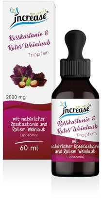 Liposomale Rosskastanie & Rotes Weinlaub Tropfen hochdosiert - (50.000mg pro Packung) 2000mg Rosskastanie & Rotes Weinlaub pro Tagesdosis - MCT Öl - Hohe Bioverfügbarkeit