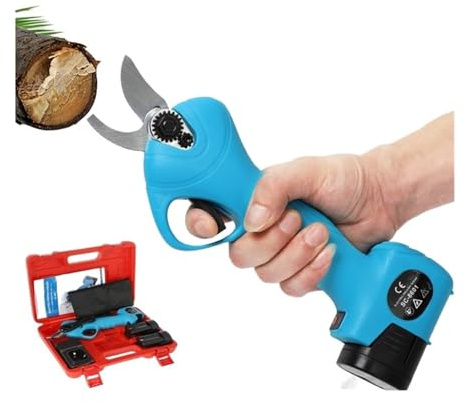 500W Electric Pruning Shear 25mm Garden Cordless Hedge Trimmer 1 Li-ion Battery + Charger Branch Cutter Power Tool for Beginners DIY Use(2 Batteries)