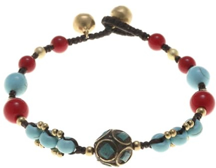MALUGOGO Türkisfarbenes Perlenarmband mit Kupfermaterial, kreatives und elegantes Design, für den Alltag und Bar, einzigartiges schlichtes Armband-Accessoire